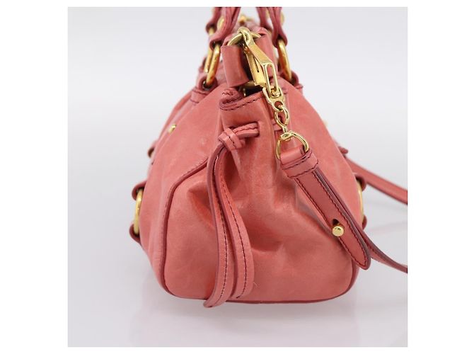 Borsa a mano Miu Miu Vitello Luxe in pelle 2way Rosa Oro Auth 199481M D'oro - vista 3