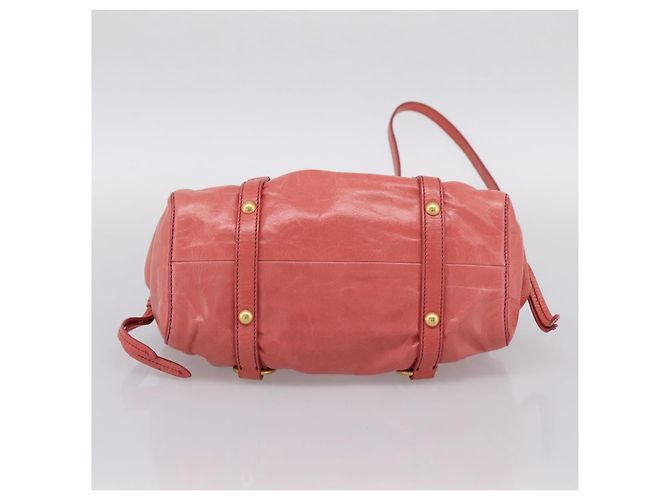 Borsa a mano Miu Miu Vitello Luxe in pelle 2way Rosa Oro Auth 199481M D'oro - vista 5
