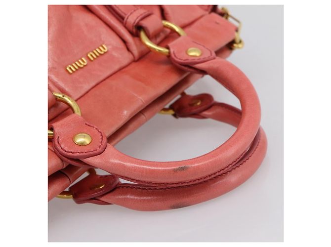 Borsa a mano Miu Miu Vitello Luxe in pelle 2way Rosa Oro Auth 199481M D'oro - vista 7