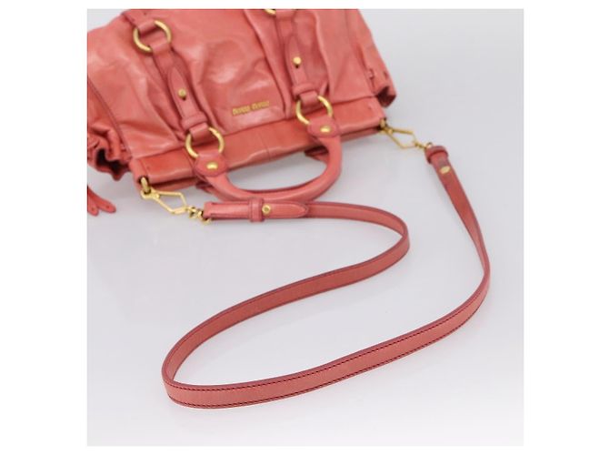 Borsa a mano Miu Miu Vitello Luxe in pelle 2way Rosa Oro Auth 199481M D'oro - vista 8