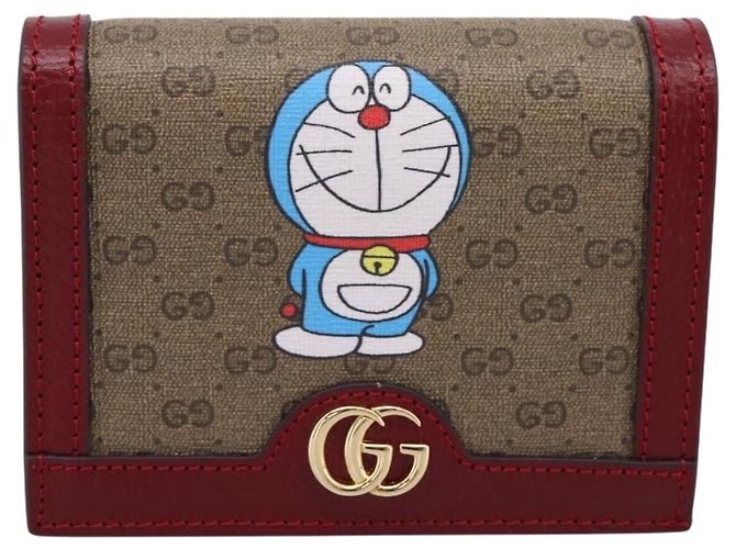 Portafoglio compatto GUCCI Micro GG Supreme Doraemon PVC Beige 647788 Auth 201012M D'oro - vista 13
