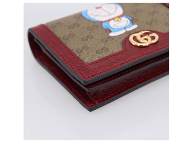 Portafoglio compatto GUCCI Micro GG Supreme Doraemon PVC Beige 647788 Auth 201012M D'oro - vista 14