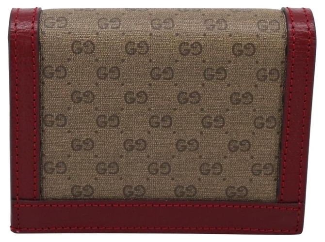 Portafoglio compatto GUCCI Micro GG Supreme Doraemon PVC Beige 647788 Auth 201012M D'oro - vista 2