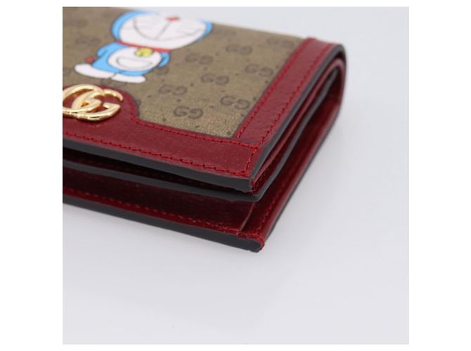 Portafoglio compatto GUCCI Micro GG Supreme Doraemon PVC Beige 647788 Auth 201012M D'oro - vista 7