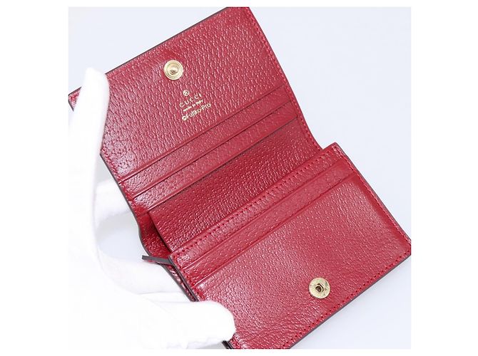 Portafoglio compatto GUCCI Micro GG Supreme Doraemon PVC Beige 647788 Auth 201012M D'oro - vista 8