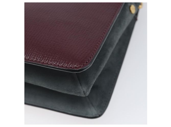 Sac à épaule à chaîne GIVENCHY en cuir 2 voies Rouge Vin Or Auth 197889A Doré Bordeaux - vue 17