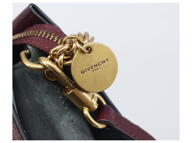 Sac à épaule à chaîne GIVENCHY en cuir 2 voies Rouge Vin Or Auth 197889A Doré Bordeaux - vue 20