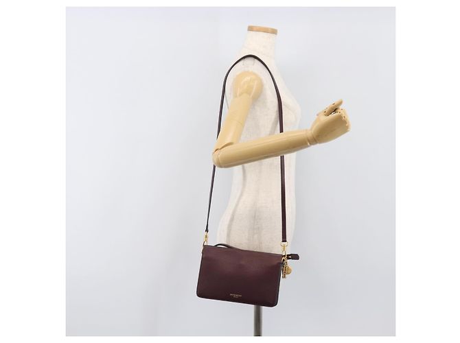 Sac à épaule à chaîne GIVENCHY en cuir 2 voies Rouge Vin Or Auth 197889A Doré Bordeaux - vue 25