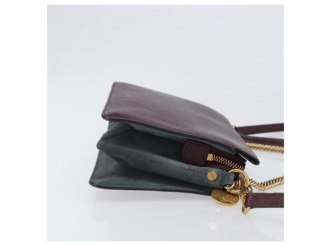 Sac à épaule à chaîne GIVENCHY en cuir 2 voies Rouge Vin Or Auth 197889A Doré Bordeaux - vue 3