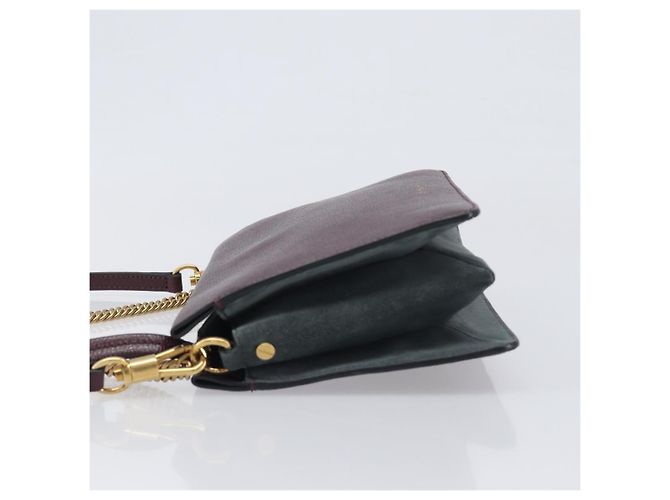 Sac à épaule à chaîne GIVENCHY en cuir 2 voies Rouge Vin Or Auth 197889A Doré Bordeaux - vue 4
