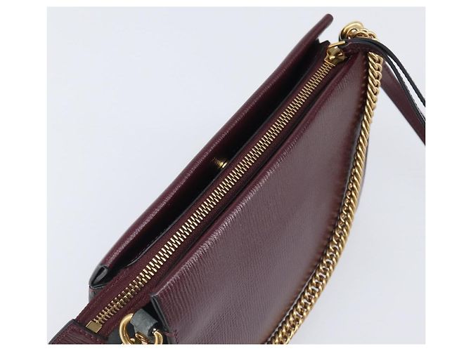 Sac à épaule à chaîne GIVENCHY en cuir 2 voies Rouge Vin Or Auth 197889A Doré Bordeaux - vue 6