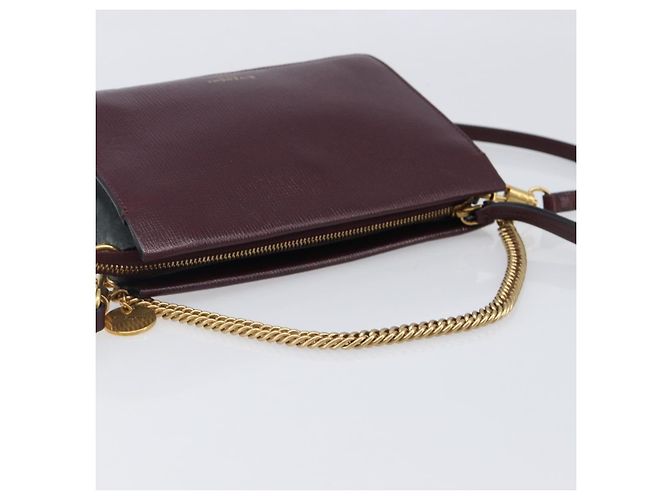 Sac à épaule à chaîne GIVENCHY en cuir 2 voies Rouge Vin Or Auth 197889A Doré Bordeaux - vue 7
