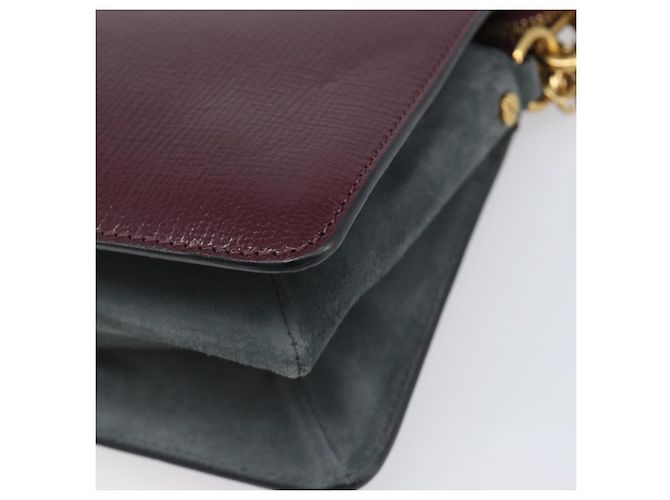 Sac à épaule à chaîne GIVENCHY en cuir 2 voies Rouge Vin Or Auth 197889A Doré Bordeaux - vue 9