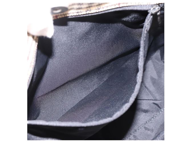 Borsa Tote Burberrys Nova Check Canvas Beige Silver Auth 202251A Argento - vista 12