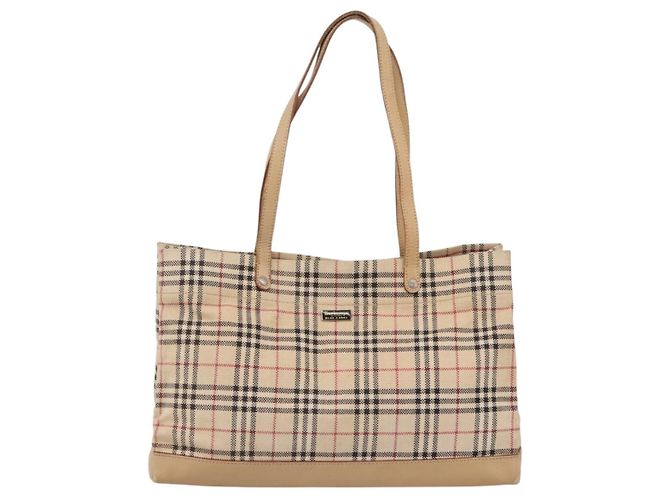 Borsa Tote Burberrys Nova Check Canvas Beige Silver Auth 202251A Argento - vista 13