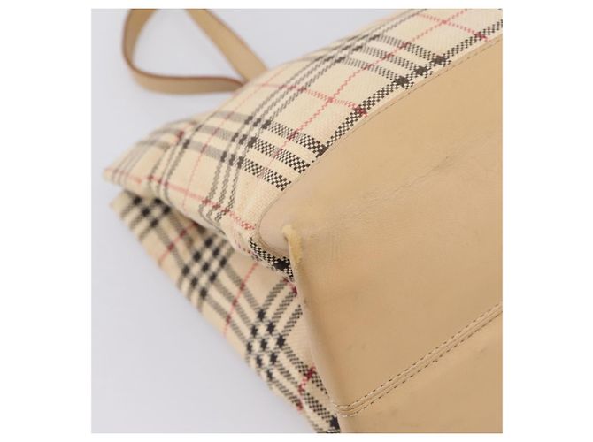 Borsa Tote Burberrys Nova Check Canvas Beige Silver Auth 202251A Argento - vista 14