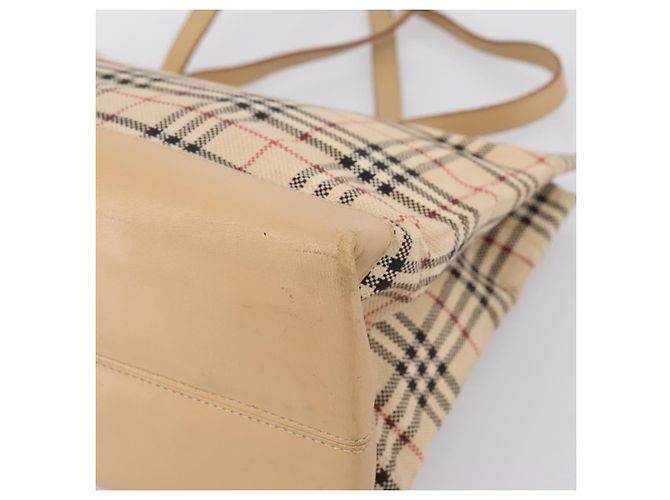 Borsa Tote Burberrys Nova Check Canvas Beige Silver Auth 202251A Argento - vista 15