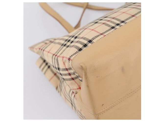 Borsa Tote Burberrys Nova Check Canvas Beige Silver Auth 202251A Argento - vista 16