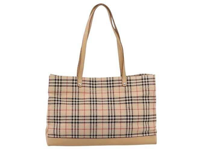 Borsa Tote Burberrys Nova Check Canvas Beige Silver Auth 202251A Argento - vista 2