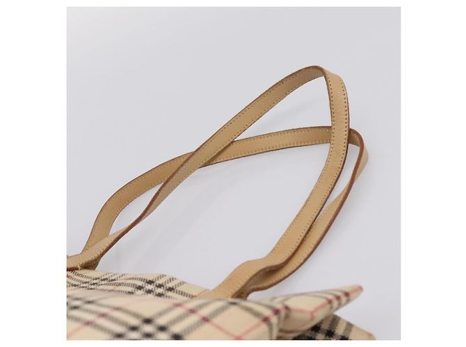 Borsa Tote Burberrys Nova Check Canvas Beige Silver Auth 202251A Argento - vista 8