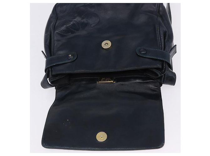 Borsa a tracolla LOEWE in pelle blu navy e tono oro Auth 202262 - vista 10