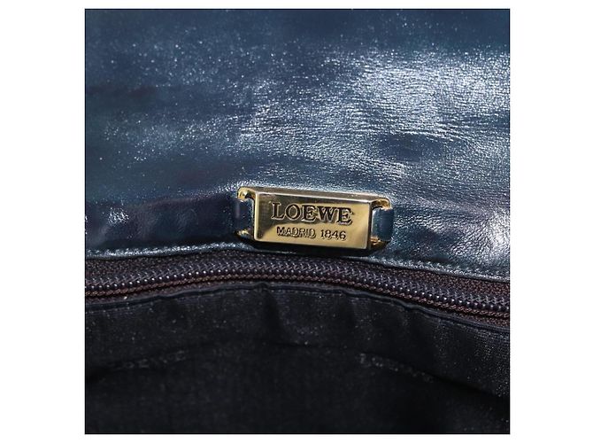 Borsa a tracolla LOEWE in pelle blu navy e tono oro Auth 202262 - vista 11