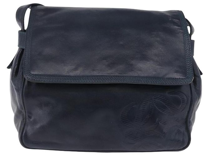 Borsa a tracolla LOEWE in pelle blu navy e tono oro Auth 202262 - vista 13