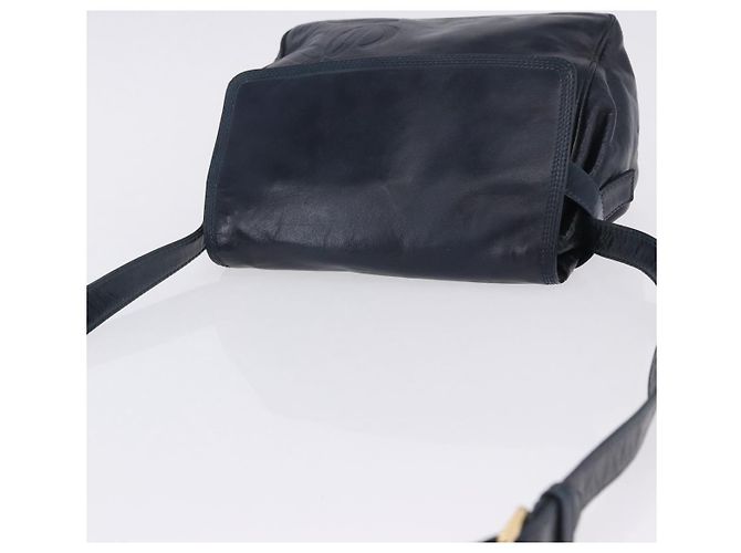 Borsa a tracolla LOEWE in pelle blu navy e tono oro Auth 202262 - vista 7