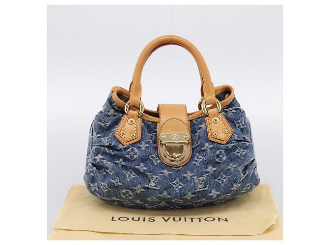 LOUIS VUITTON Monogram Denim Preity Hand Bag Blue M95020 LV Auth 200840SAV - vista 12