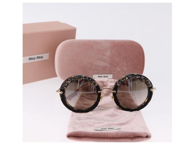 Gafas de sol Miu Miu plástico Brown Auth 200100M Castaño - vista 12