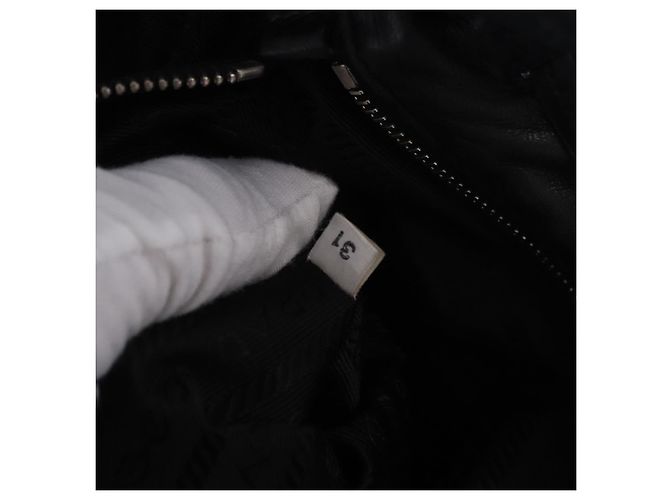 PRADA Tote Bag Leder Schwarz Silber Auth 199442V - Ansicht 10