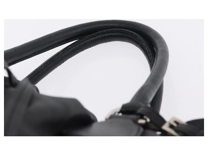 PRADA Tote Bag Leder Schwarz Silber Auth 199442V - Ansicht 14