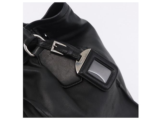 PRADA Tote Bag Leder Schwarz Silber Auth 199442V - Ansicht 19