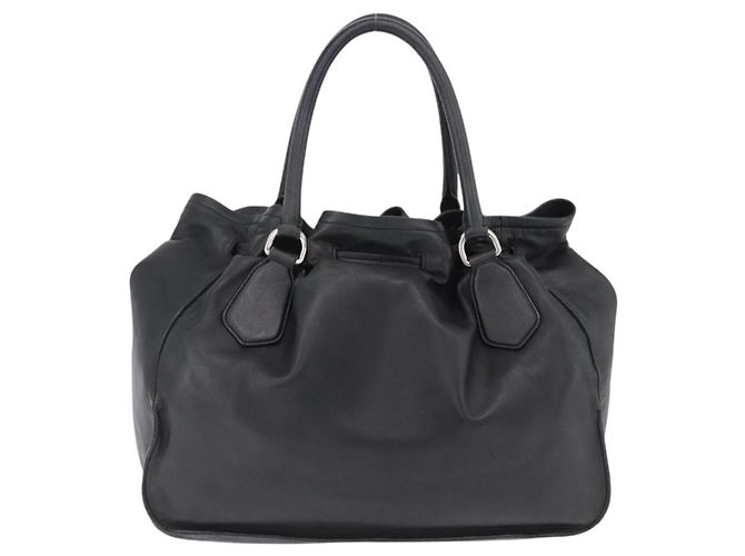 PRADA Tote Bag Leder Schwarz Silber Auth 199442V - Ansicht 2