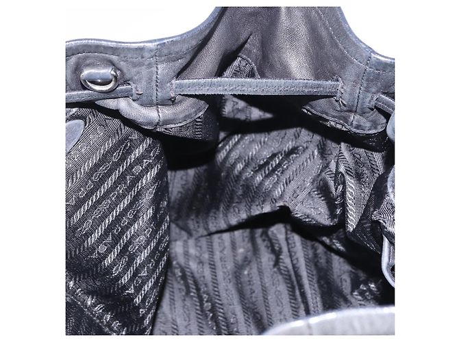 PRADA Tote Bag Leder Schwarz Silber Auth 199442V - Ansicht 24