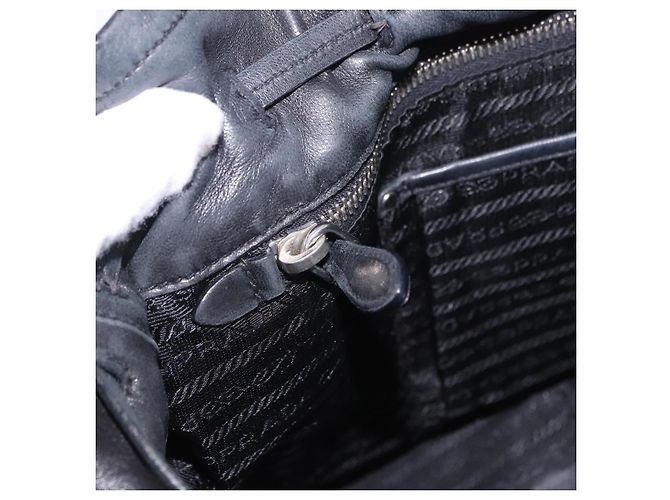 PRADA Tote Bag Leder Schwarz Silber Auth 199442V - Ansicht 25