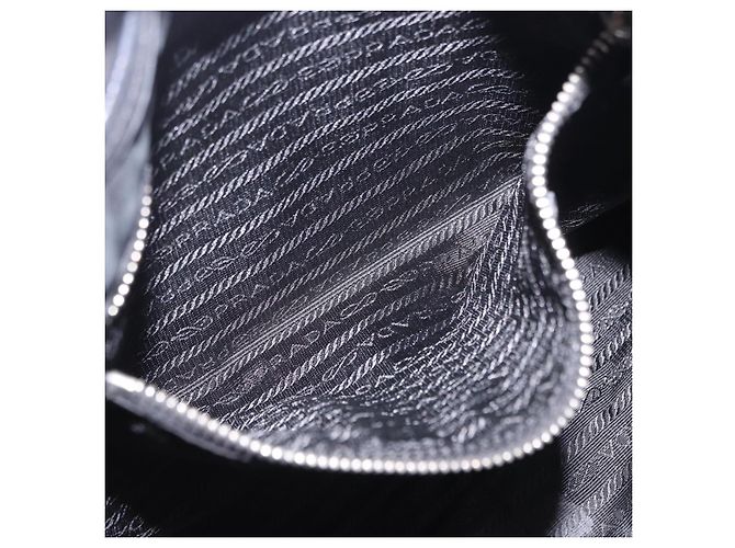 PRADA Tote Bag Leder Schwarz Silber Auth 199442V - Ansicht 26