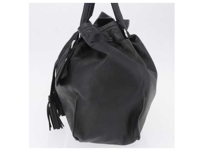PRADA Tote Bag Leder Schwarz Silber Auth 199442V - Ansicht 3