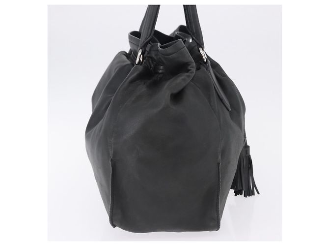 PRADA Tote Bag Leder Schwarz Silber Auth 199442V - Ansicht 4