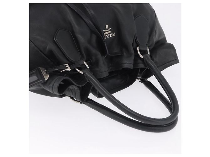PRADA Tote Bag Leder Schwarz Silber Auth 199442V - Ansicht 6