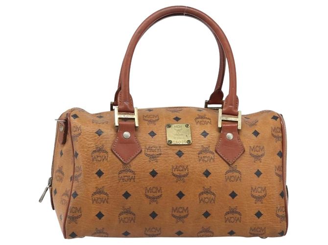 MCM Vicetos Logogram Handtasche PVC Leather Brown Gold Auth bs36972 Braun Golden - Ansicht 13