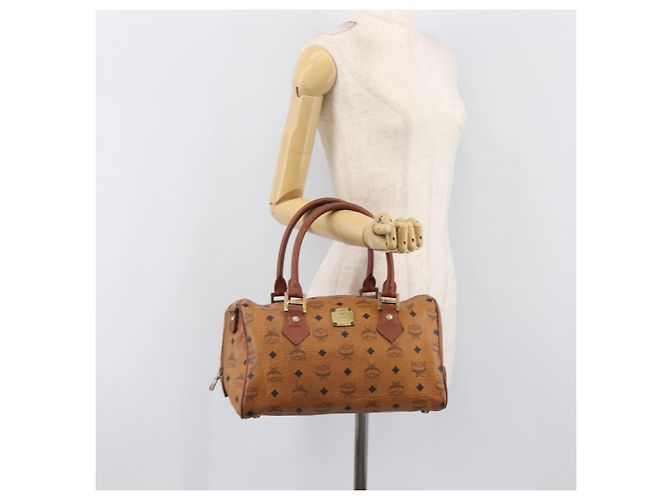 MCM Vicetos Logogram Handtasche PVC Leather Brown Gold Auth bs36972 Braun Golden - Ansicht 23