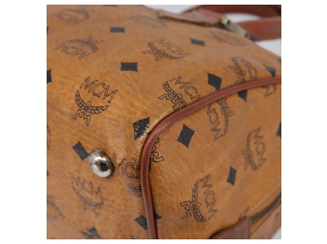 MCM Vicetos Logogram Handtasche PVC Leather Brown Gold Auth bs36972 Braun Golden - Ansicht 9