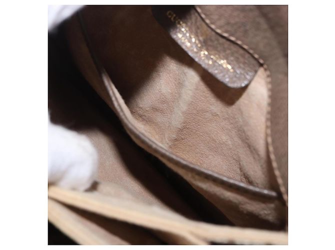 Borsa GUCCI GG Supreme Web Sherry Line PVC Beige Gold 10 02 037 Auth ka5946 D'oro - vista 11