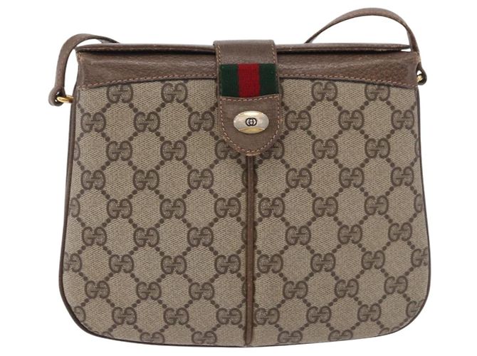 Borsa GUCCI GG Supreme Web Sherry Line PVC Beige Gold 10 02 037 Auth ka5946 D'oro - vista 13