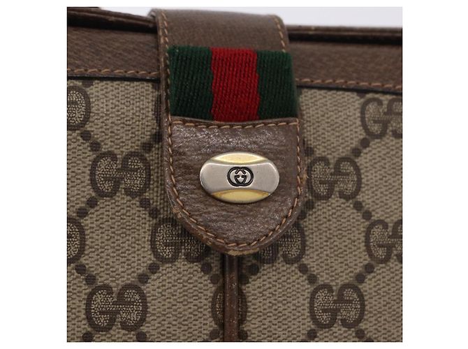 Borsa GUCCI GG Supreme Web Sherry Line PVC Beige Gold 10 02 037 Auth ka5946 D'oro - vista 17