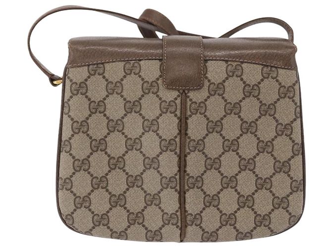 Borsa GUCCI GG Supreme Web Sherry Line PVC Beige Gold 10 02 037 Auth ka5946 D'oro - vista 2