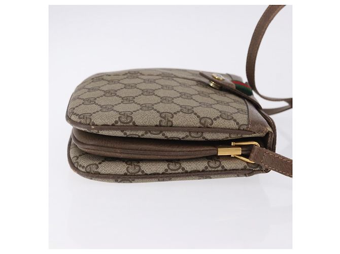 Borsa GUCCI GG Supreme Web Sherry Line PVC Beige Gold 10 02 037 Auth ka5946 D'oro - vista 3