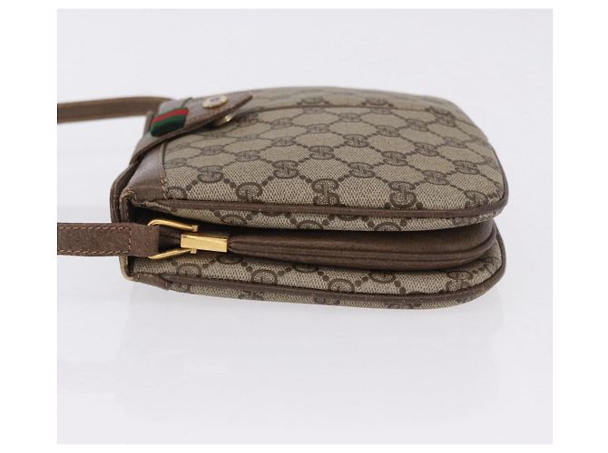 Borsa GUCCI GG Supreme Web Sherry Line PVC Beige Gold 10 02 037 Auth ka5946 D'oro - vista 4