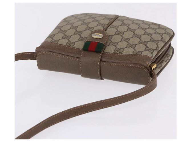 Borsa GUCCI GG Supreme Web Sherry Line PVC Beige Gold 10 02 037 Auth ka5946 D'oro - vista 6
